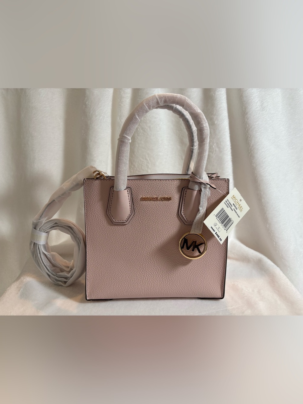 *NWT* MICHAEL KORS Mercer Medium Pebbled Leather Crossbody Bag- Powder Blush